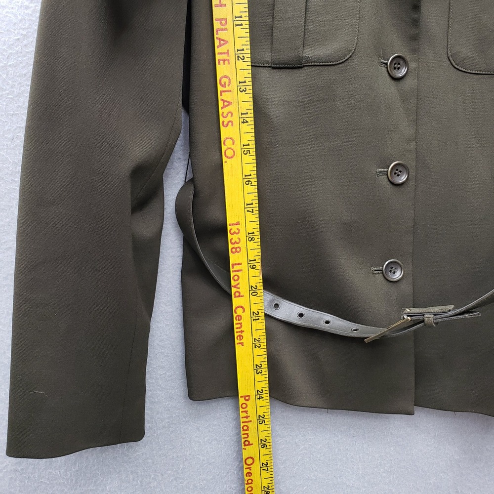 Valerie Stevens Utility Blazer Jacket Olive Green Military Wool Armycore Size 6 - Picture 7 of 10